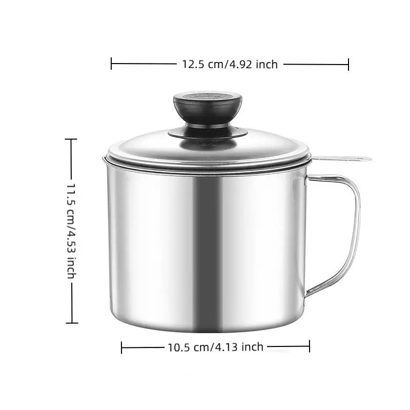 Stainless Steel Oil Strainer Pot Container Jug Storage Can Filter Qme