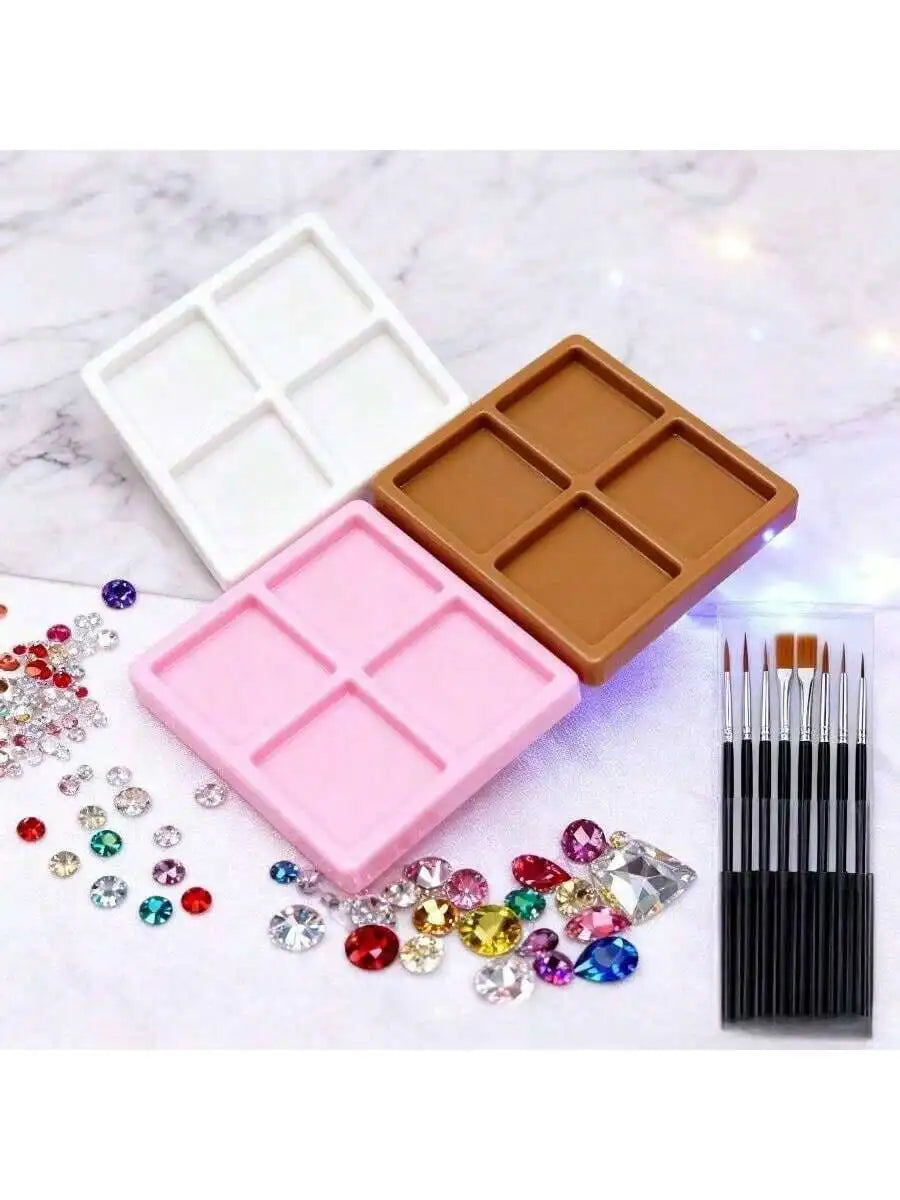 Plastic Nail Palette Gel Polish Pallet Mixing Drawing Paint Plate Pad Qme