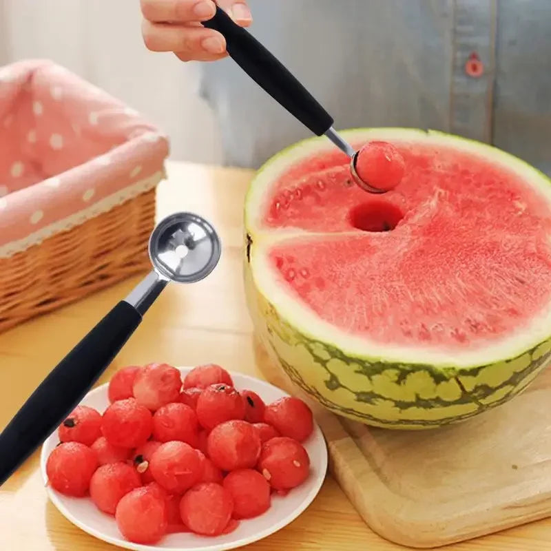 1/4pcs Double Stainless Steel Ended Headed Fruit Icecream Ball Spoon Diameter Melon Baller Fruit Vegetable Tools Qme