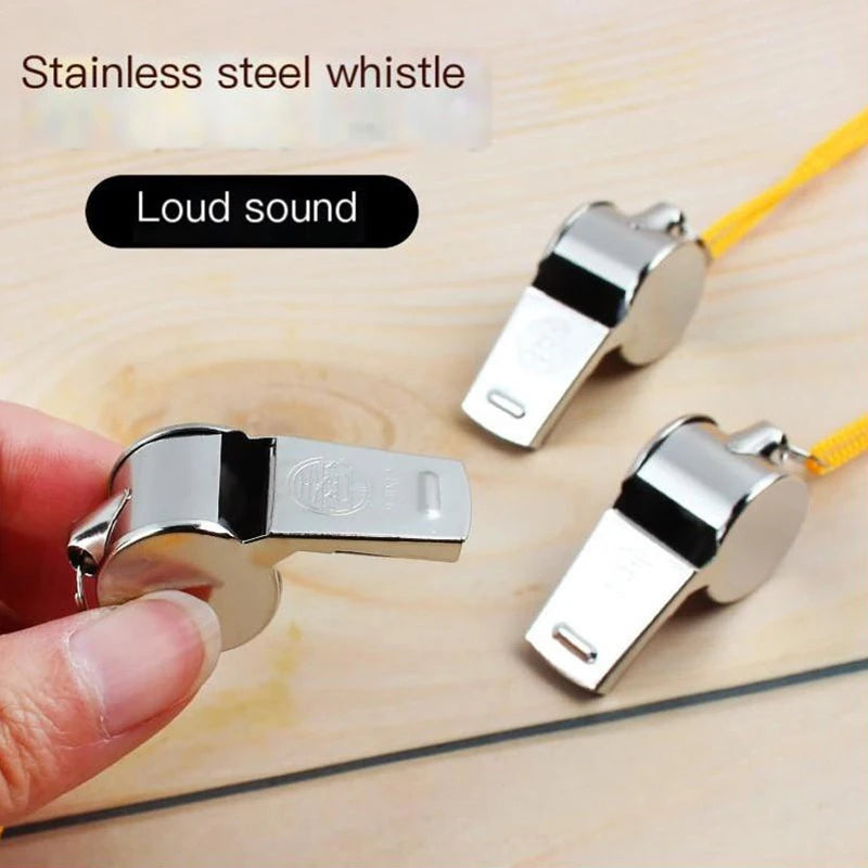 Loud Metal Whistle Team Sport Rope Strong Compact Wear Resistant Qme