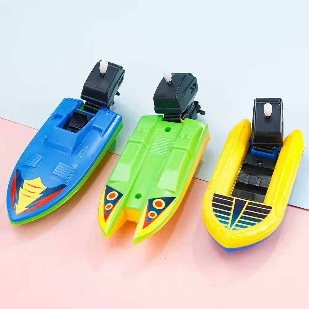 Speed Boat Clockwork Toys Ship Wind Up Toy Float Water Kids Classic Qme