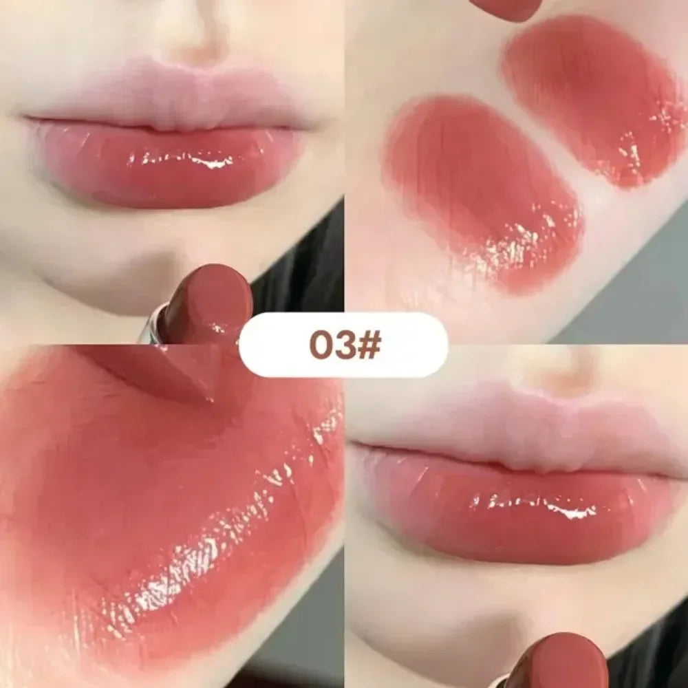 6 Colors Silky Glossy Lipstick Gege Bear Pump Lips Moisture Water Comfortable Ultra Sheen Non-Stick Cup Lip Balm Qme 03