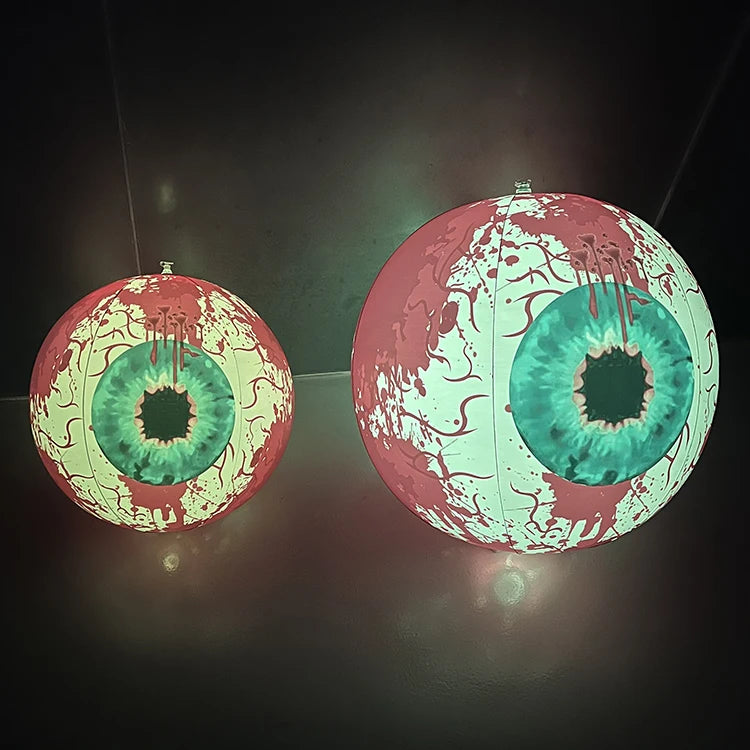 Halloween inflatable eyeball courtyard mall decoration, luminous horror 16/24-inch large eyeball props, waterproof Qme Blue eyes 40CM