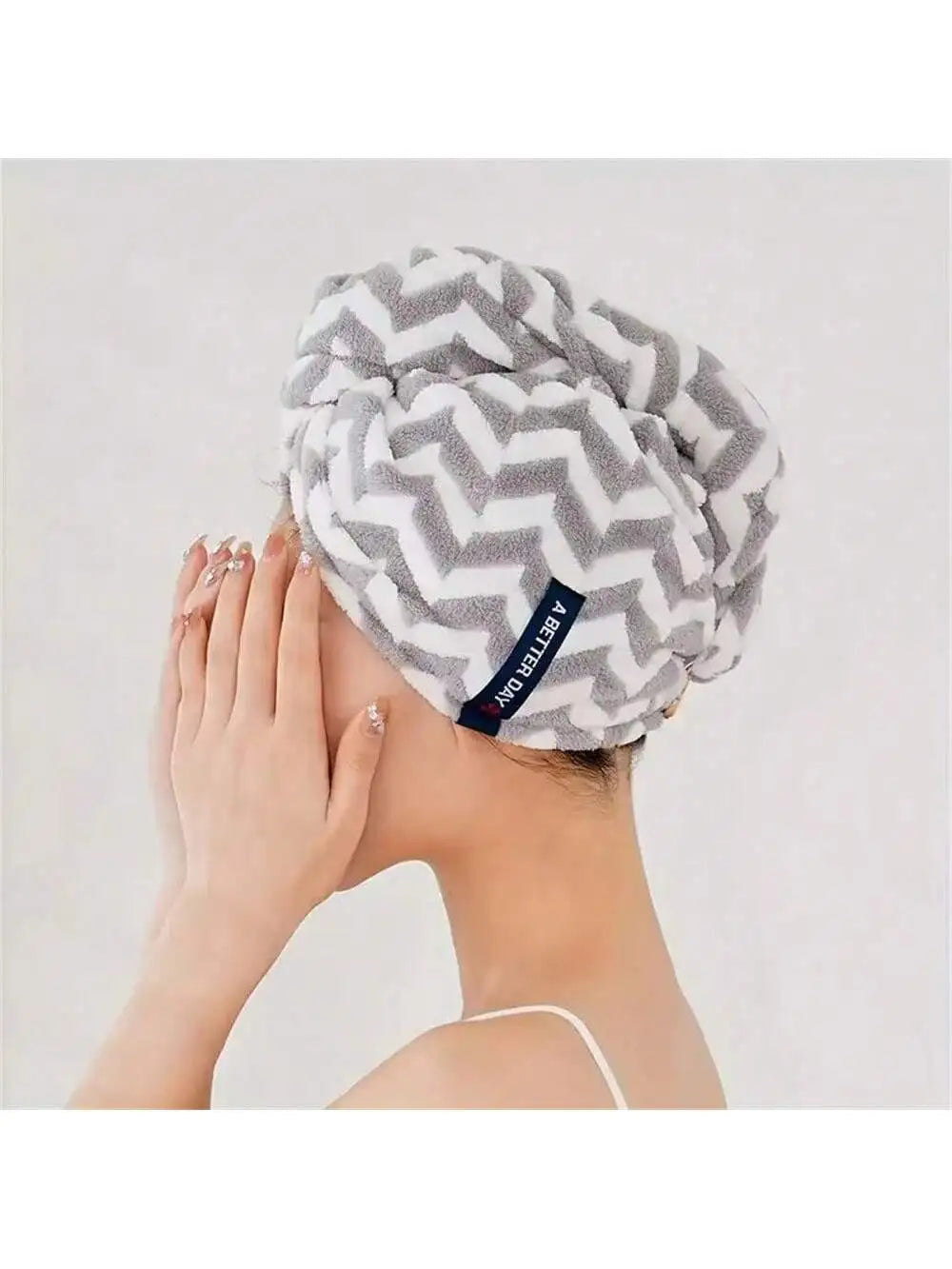 Coral Velvet Women's Hair Drying Cap Absorbent Soft Fashionable Qme grey