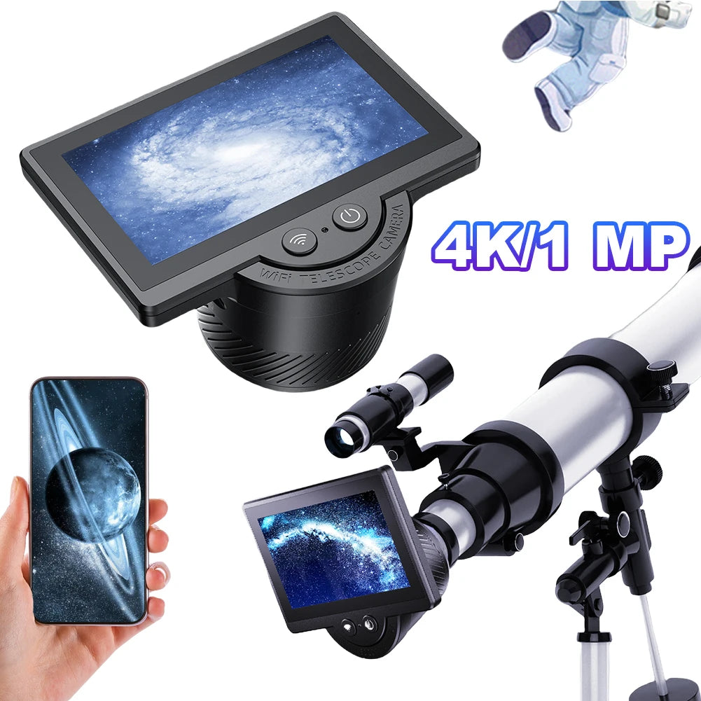 WiFi Telescope Camera Eyepiece 1080P Digital Eyepiece with 4.3 Inch IPS Screen for Astronomical Telescope Qme