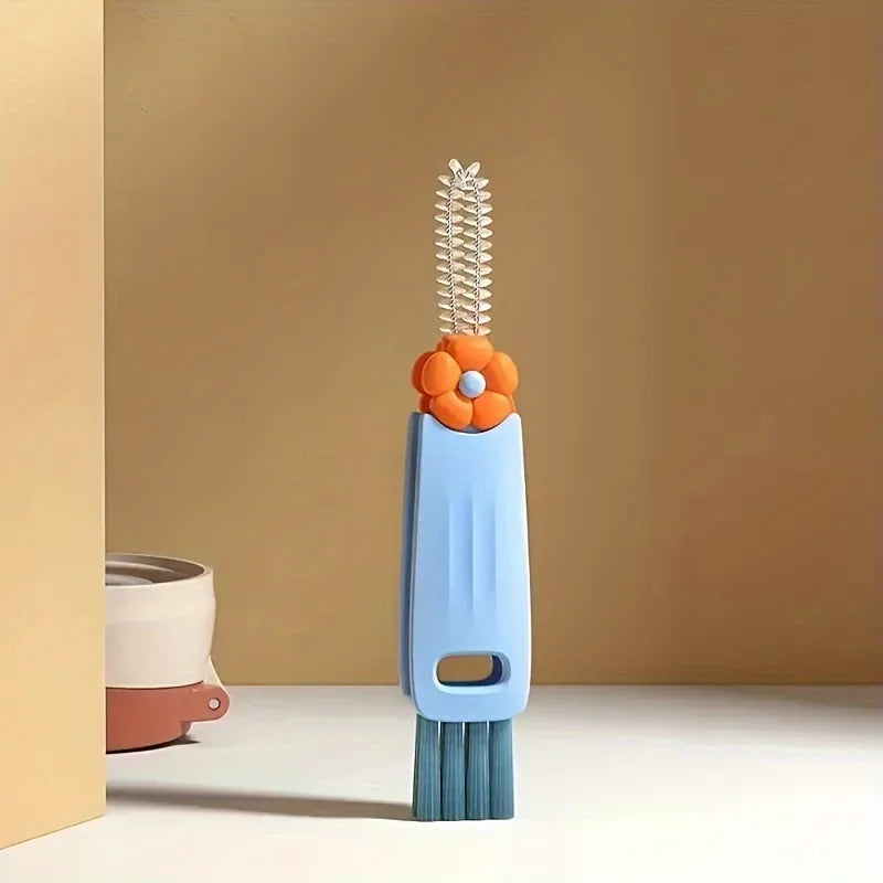 Multi-Functional 3-in-1 Cup Lid & Gap Cleaning Brush - Soft Bristle Scrubber for Kitchen & Bathroom, Portable Household Tool Qme