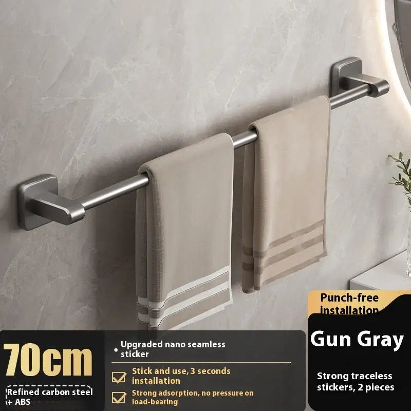 Bathroom Storage Rack Towel Organizer Wall-mounted Shelf Two Layer Qme One Layer Gray 70cm