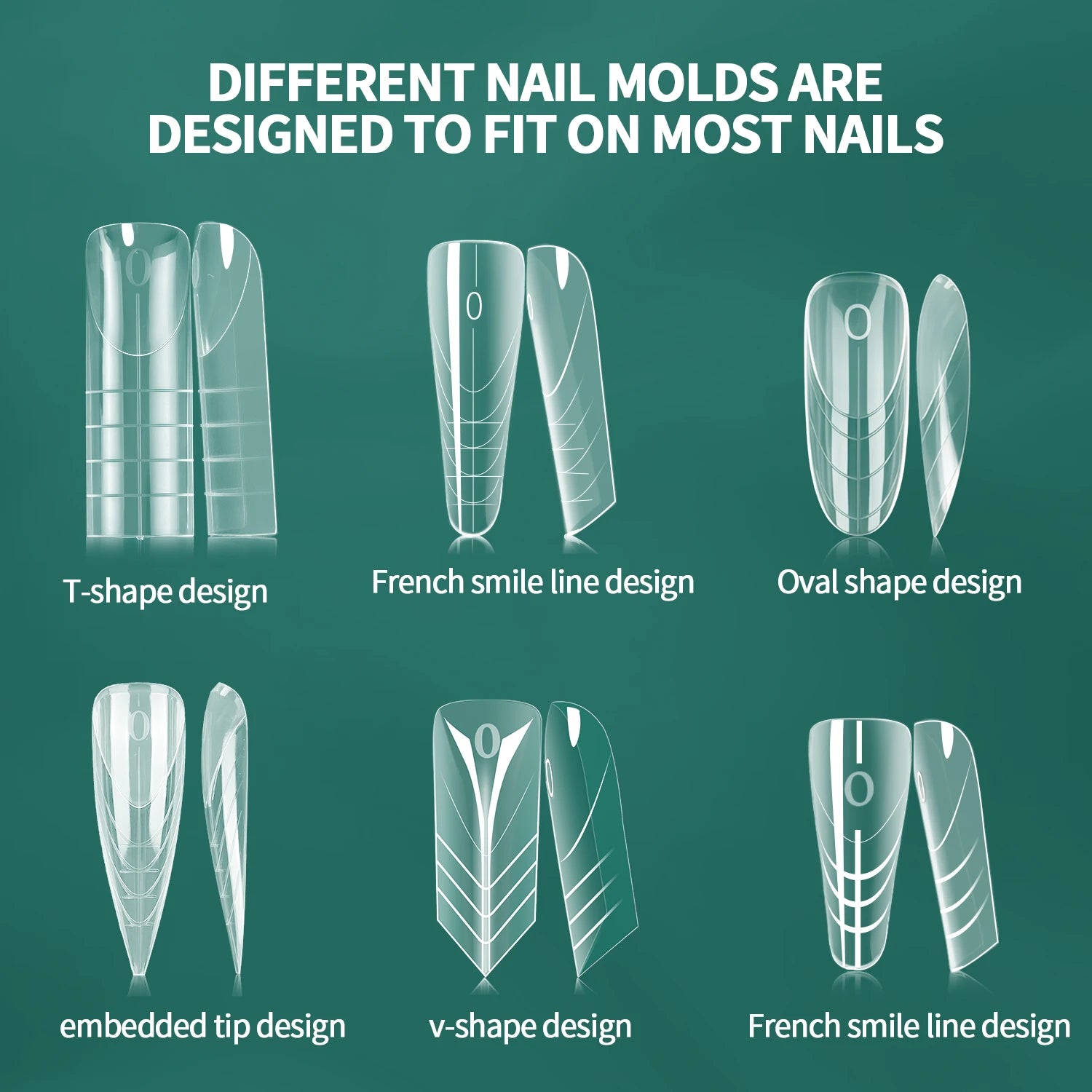 Nailpop 6in1 French Nail Dual Form 6 Shapes Reusable Gel Extension Qme