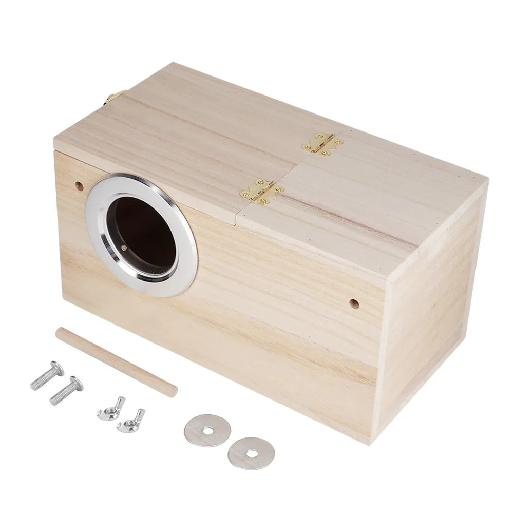 Wooden Bird Breeding Box Parrot Nesting House 13x13x24.5cm for Budgie Cockatiel Lovebird Cage Accessories Nesting Cage Qme left