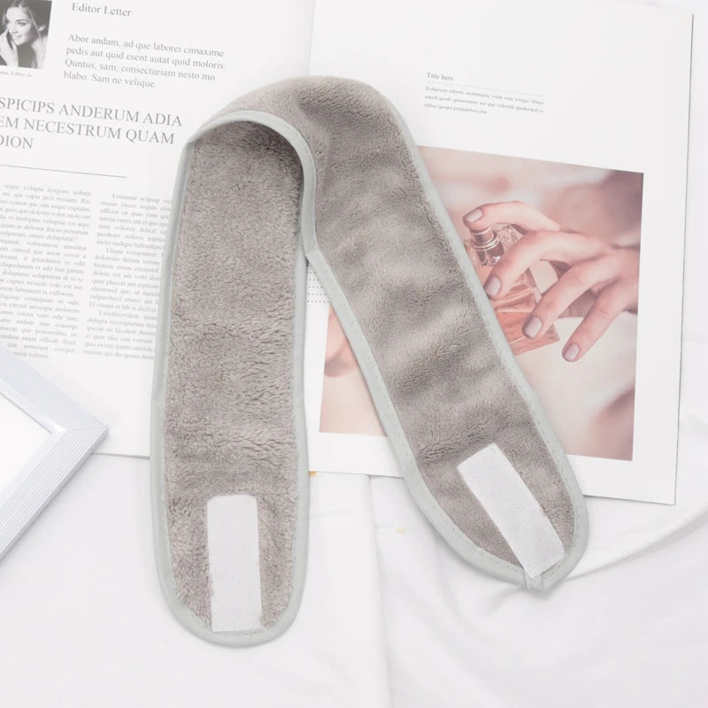 Women Adjustable SPA Facial Headband Bath Makeup Hair Band Headbands Qme GRAY