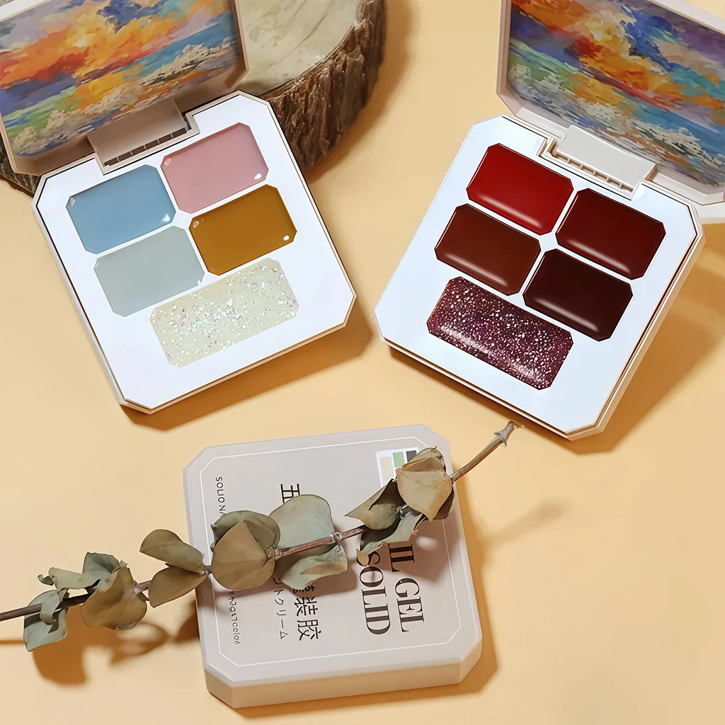 5 Colors Solid Gel Palette Japanese Nail Cream Mud Painting Art Qme