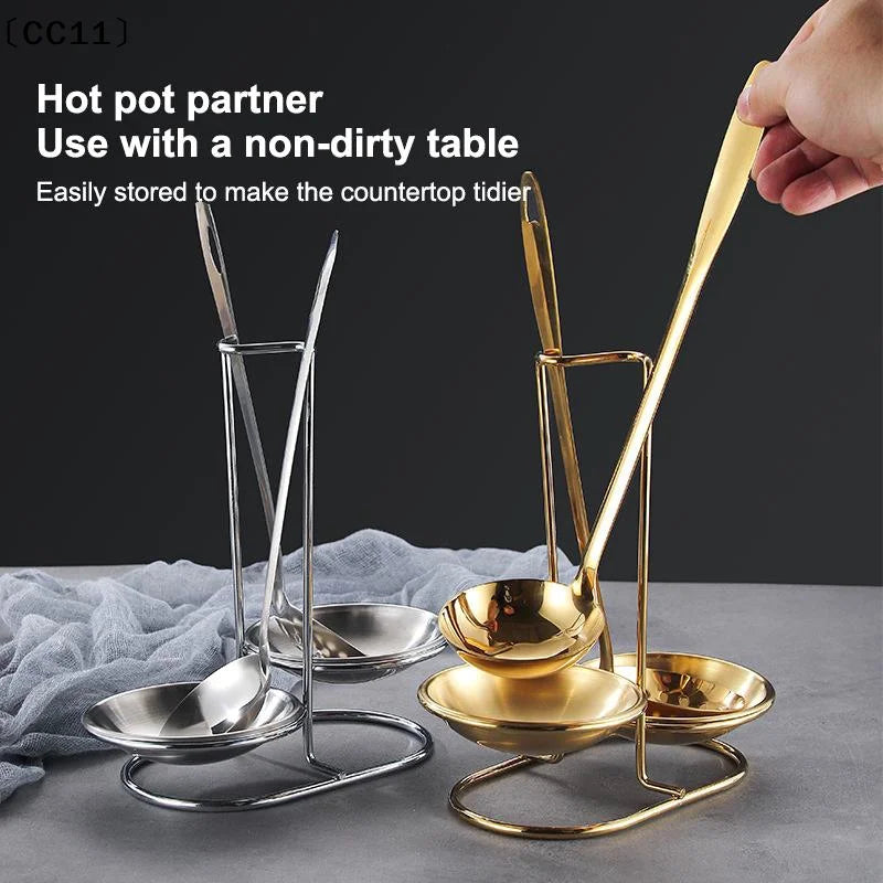Single Double Ladle Vertical Spoon Utensil Rack Soup Rest Stand Qme