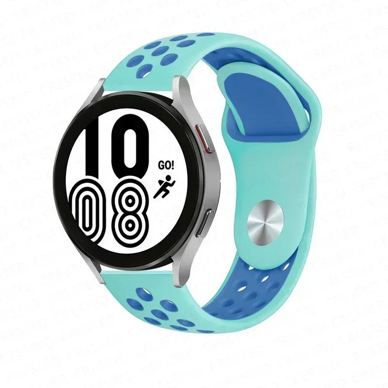 20mm 22mm Watch Strap for Samsung Galaxy Watch 6 5 4 3 Classic 47mm 43mm Pro 45mm 40mm 44mm Silicon Bracelet Huawei GT/3/2 Band Qme Cyan blue 20MM Watch Band