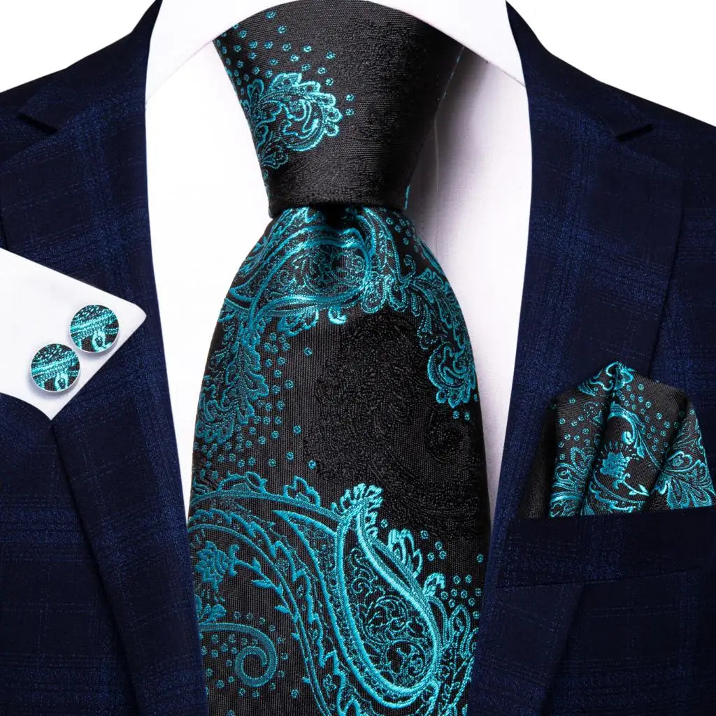 Dark Green Paisley Plaid Tie Men Groom Wedding Sage Mint Necktie