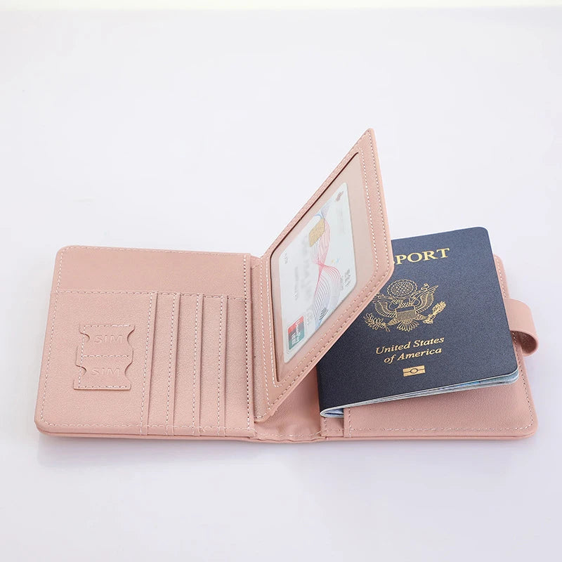 Multifunctional Passport Storage Bag Wallet Multi-layer Card Leather Protective Cover Portable Document Passport Storage Clip Qme