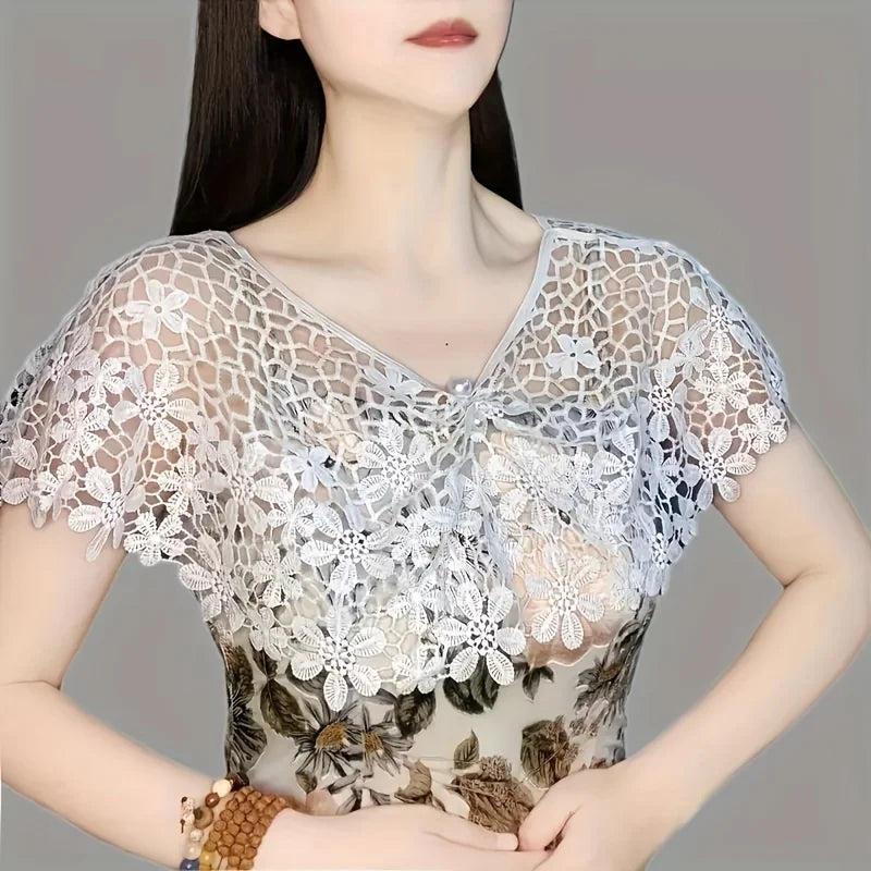 White Lace Butterfly Crochet Shawl, Hollow Out Cropped Capelet, Summer Bridal Cover Up Qme