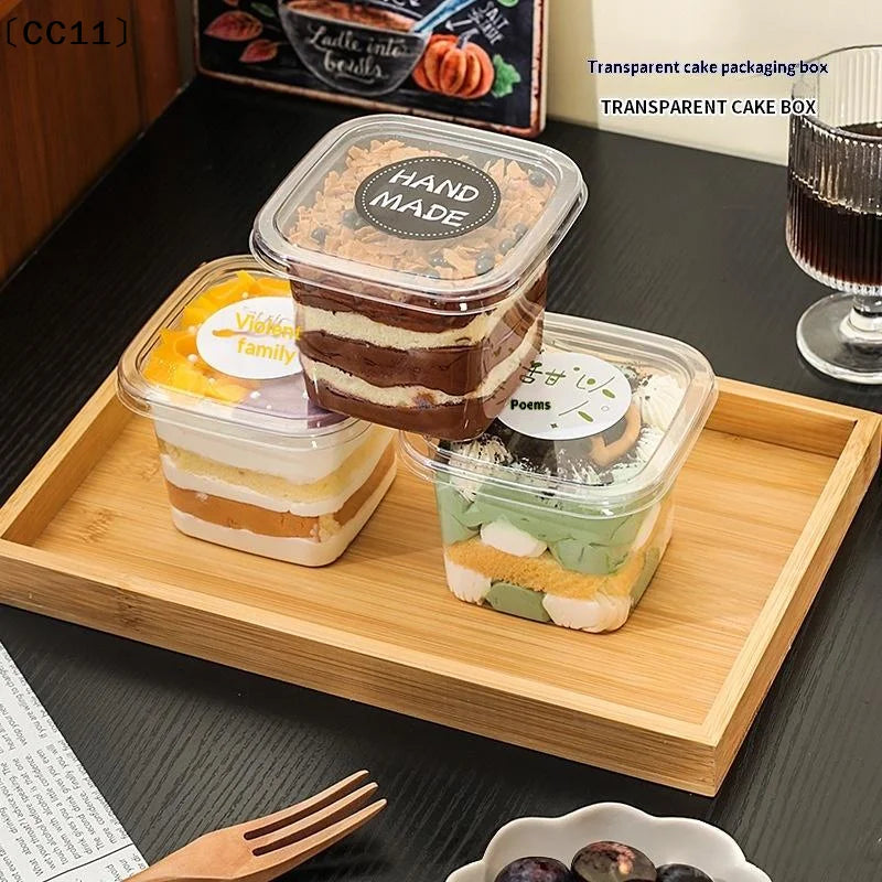 Clear Plastic Cups Disposable Mousse Dessert Box Lid Acrylic Food Qme