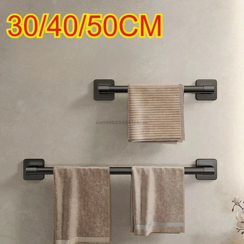 Wall Mounted Towel Rack Bathroom Storage Rack No Drilling Bathroom Horizontal Bar Towel Rack Kitchen Bathroom Accessories Qme
