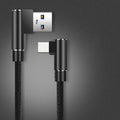 40W 5A USB To Type C Fast charge Weave Data Cable 90 Degree Phone Charger Cable For iPhone Xiaomi Huawei USB Charging Data Wire Qme black 0.25m