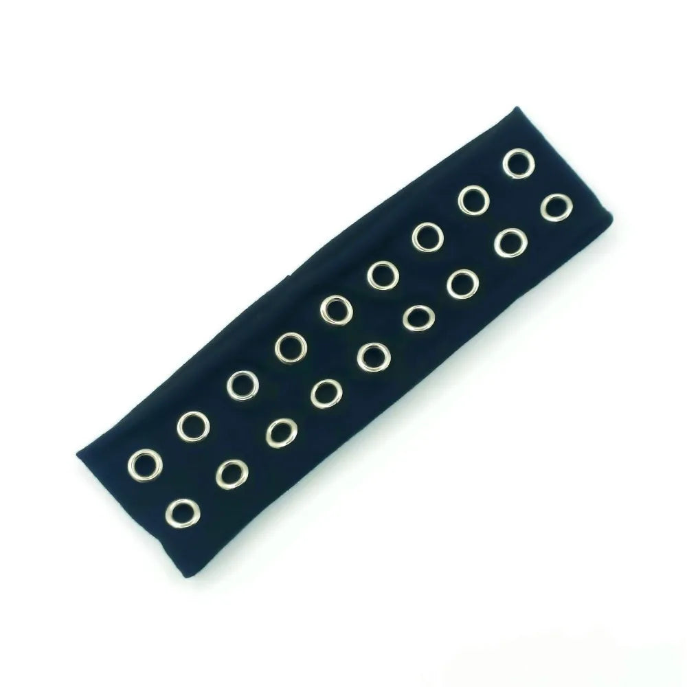 Stretchy Punk Headwrap Eyelets Metal Steampunk Hollowed Out Headband Qme Style 8