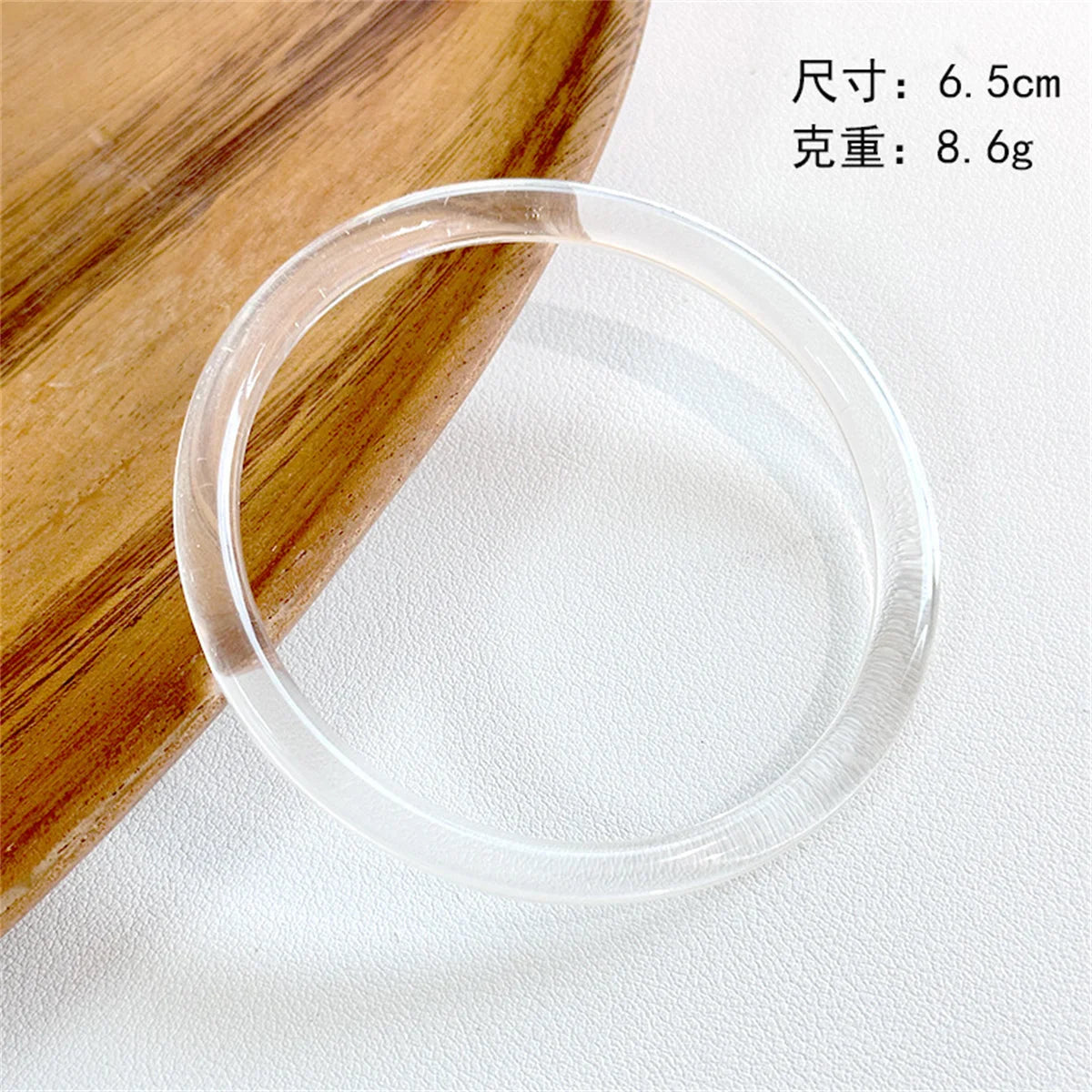 Colorful Fine Acrylic Resin Geometric Round Thin Bracelet Vintage Transparent Shiny Geometry Round Bangle For Women Jewelry Girl Qme bai 65mm