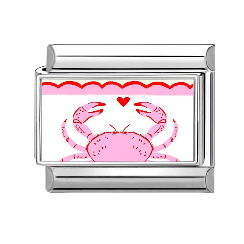 Dropshipping Wholesale Crabs Pattern Fish Shell Whale Italian Charm Links Fit 9mm Stainless Steel Bracelet DIY Making Gifts 2026 Qme Style 25
