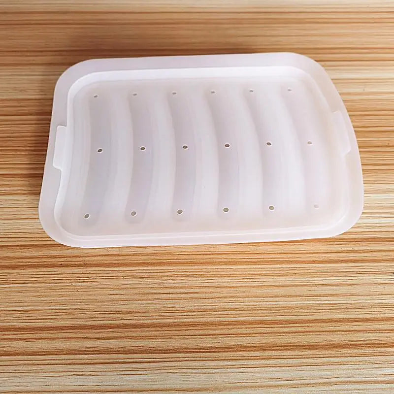 Sausage Maker Mould 6 Cavity Silicone DIY Ham Hot Dog Making Moulds With Lid Household Sausages Cake Baking Tool Molds Qme White