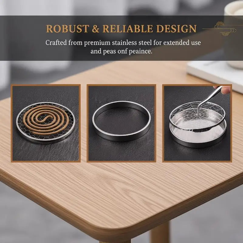 Stainless Steel Mosquito Spiral Holder Box Fireproof Lid Coil Burner Qme