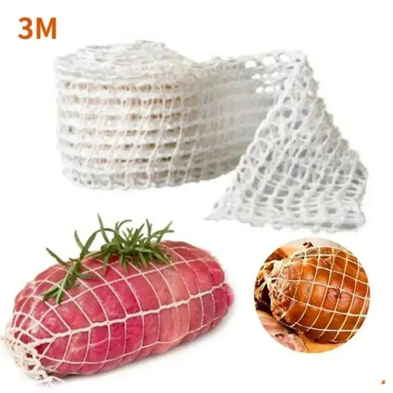 3M Meat Cotton Mesh Bag Ham Sausage Mesh Pork Roll Rope Sausage Mesh Cover Meat Cooking Tools Hot Dog Ham Elbow Fixed Mesh Bag Qme