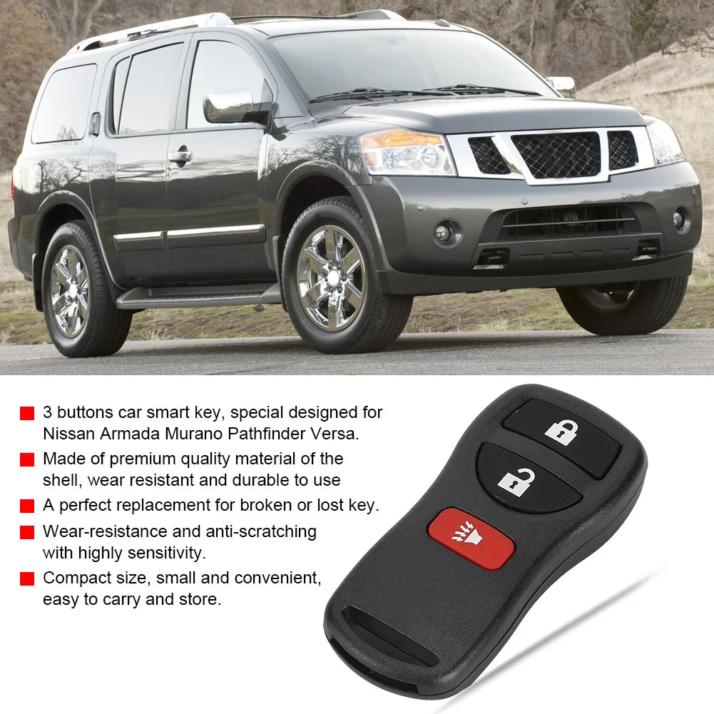 CWTWB1U415 Car Key Car Key Fob 3 Button Keyless Entry Remote Car Key Fit for Armada Murano Pathfinder Versa KBRASTU15 Qme