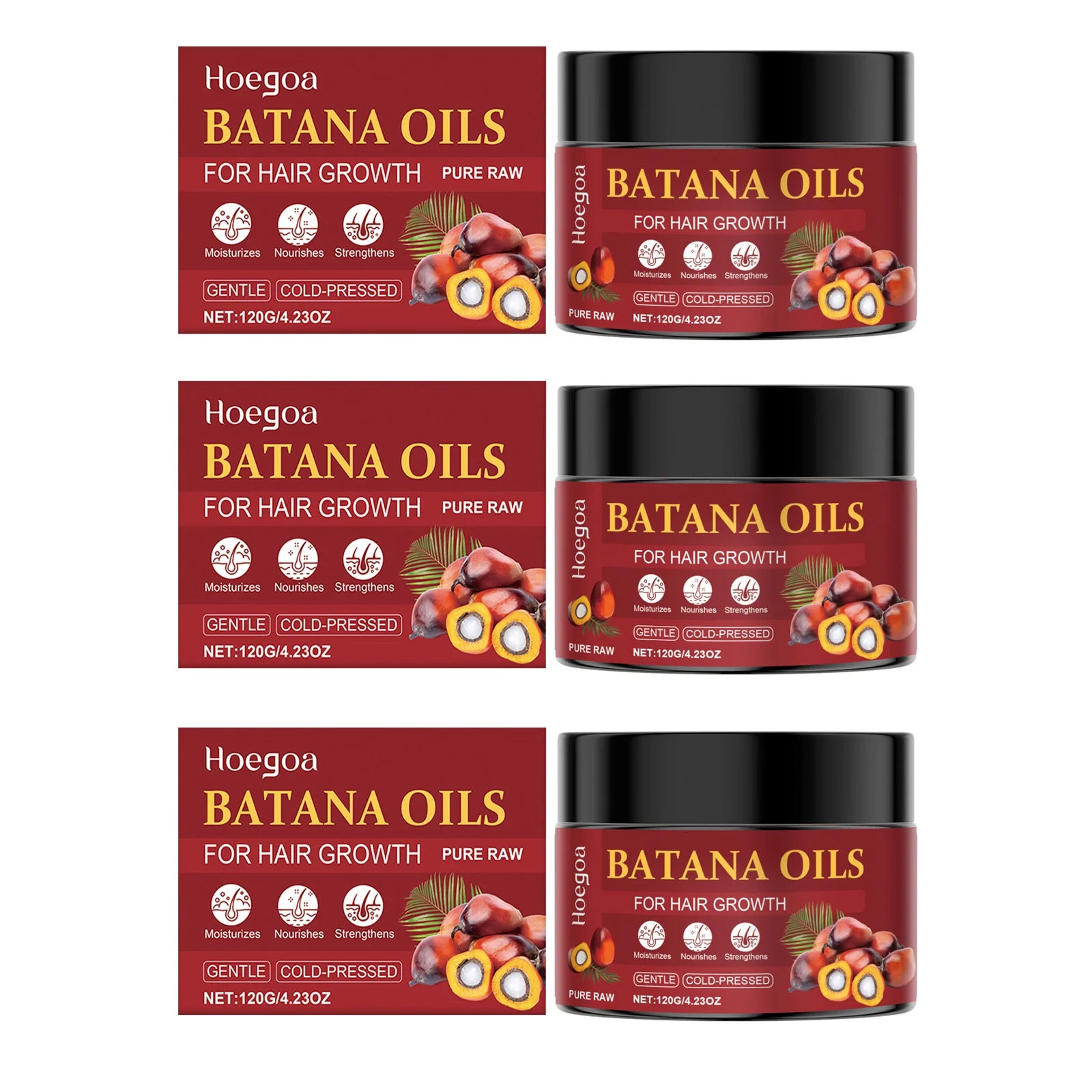 Batana Hair Care Oil Repair Damaged Strengthen Roots Anti Hair Loss Breakage Smooth Non-greasy Health Hair Regrowth Serum 120g Qme 3 X 120g Boxed