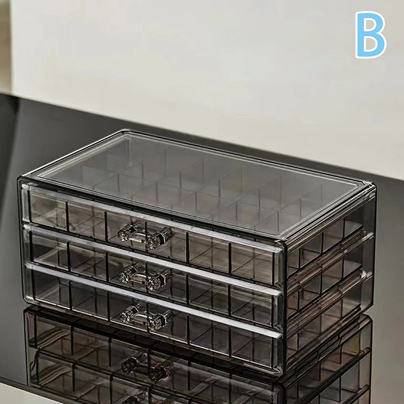 Desktop Drawer Organizer Dust-proof Storage Box1 3 Layer 72 Grid Qme B