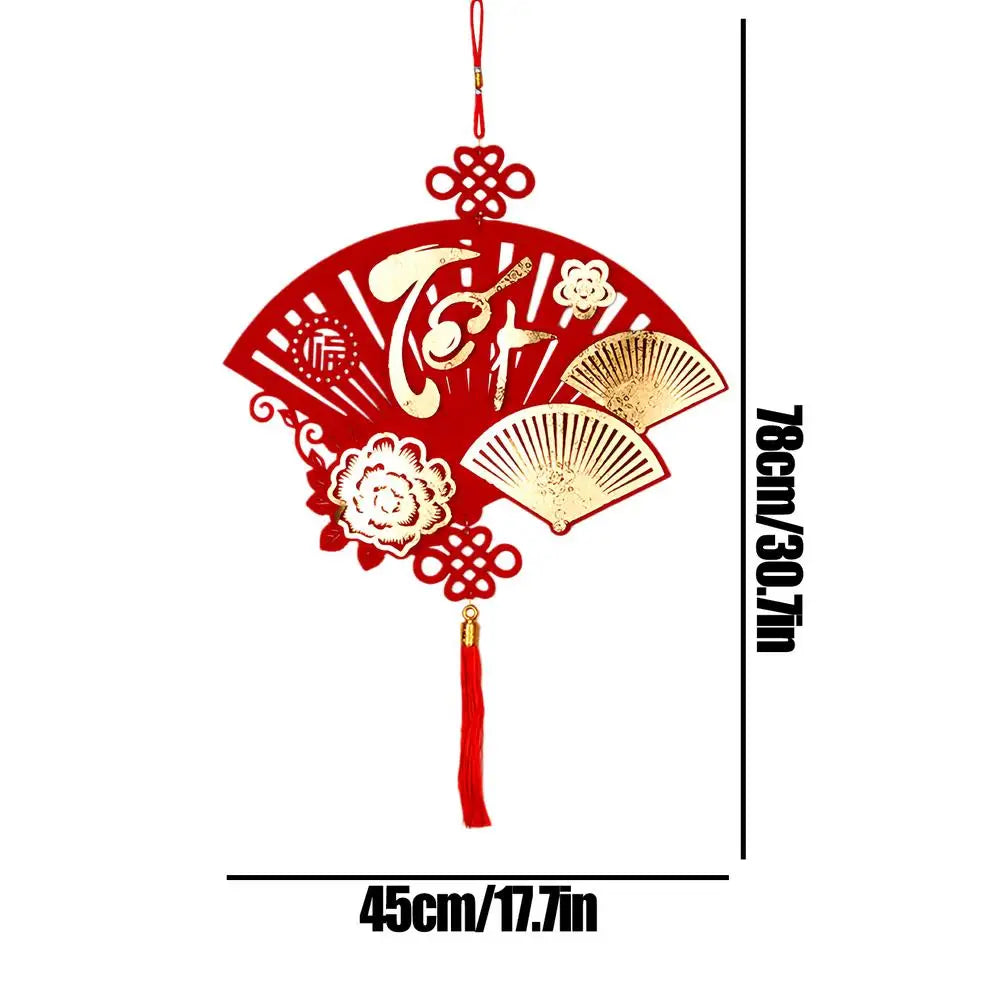 Chinese New Year Decorations 2026 New Year Auspicious Decor Flocking Tree Ornaments Festival Charm for Home Office Car Door Wall Qme Style A