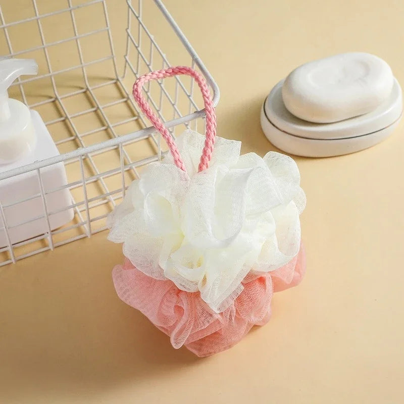 Soft shower sponge, 3D flower design, gentle exfoliating shower bag with handle, suitable for both men and women Qme
