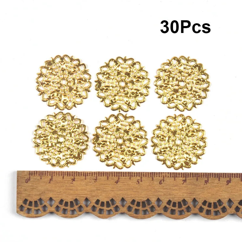 Flowers Antique Filigree Wraps Connectors For DIY Jewelry Accessories Findings Making Scrapbook Supplies Home Decor Metal Crafts Qme 25x25mm 30pcs