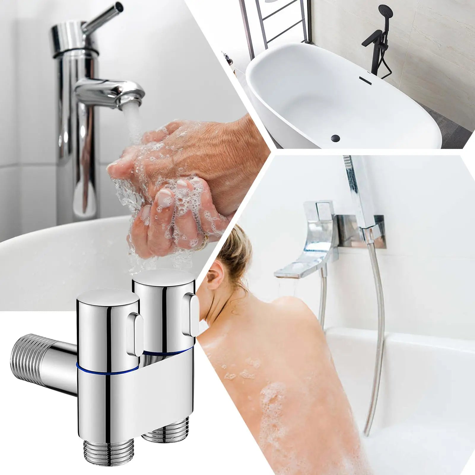 2 Way Water Valve Zinc Alloy Multi-functional Outlet 2-Way Filling Qme