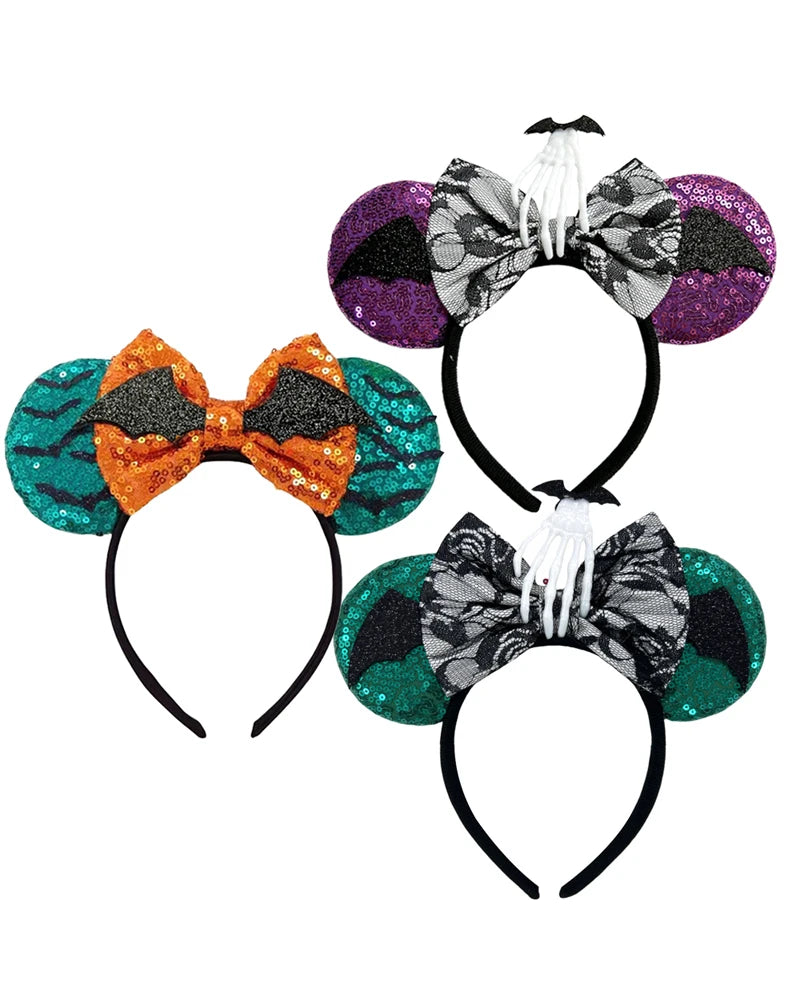 New skull Mickey Halloween Ghost Bat Skeleton Headband for Girls Women Cosplay Hairbands Mouse Ears Headbands Hair Accessorie Qme Headband 13