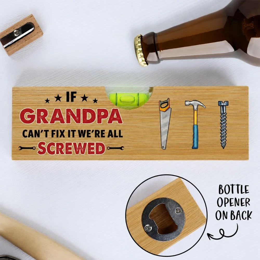 1 Wooden Bottle Opener Steel Insert Humorous Durable Grandpa Fathers Qme