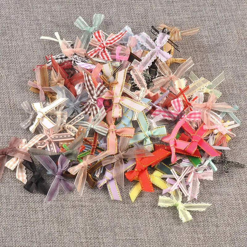 30pcs 2.4-4.5cm bowknot Shape Christmas Style Appliques For DIY Clothing Hat Home Decorative Accessories Holiday Supplies Qme