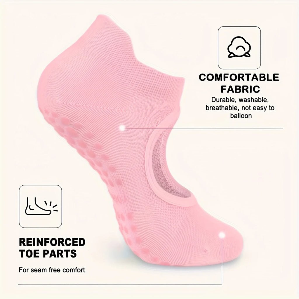 2 Pairs Women'S Non-Slip Pilates Yoga Socks - Open Toe with Arch Support, Breathable for Exercise, Ballet, Textured Grip Bottom Qme