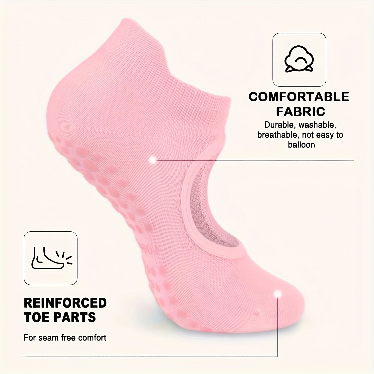 2 Pairs Women'S Non-Slip Pilates Yoga Socks - Open Toe with Arch Support, Breathable for Exercise, Ballet, Textured Grip Bottom Qme