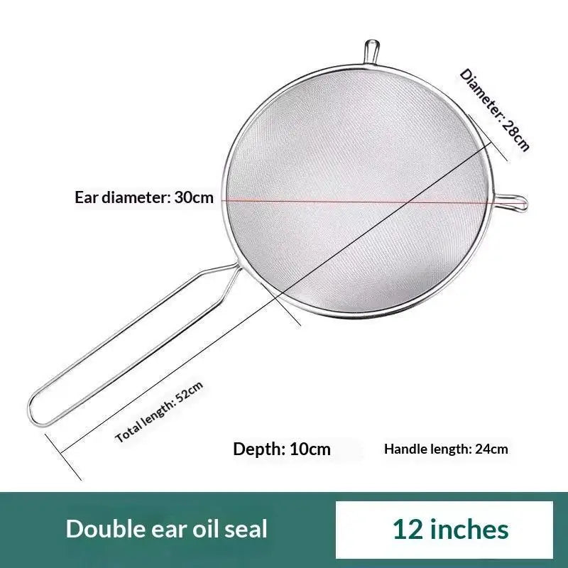 Ergonomic Kitchen Strainer Christmas Recipes Non Slip Handle Hook Qme AA