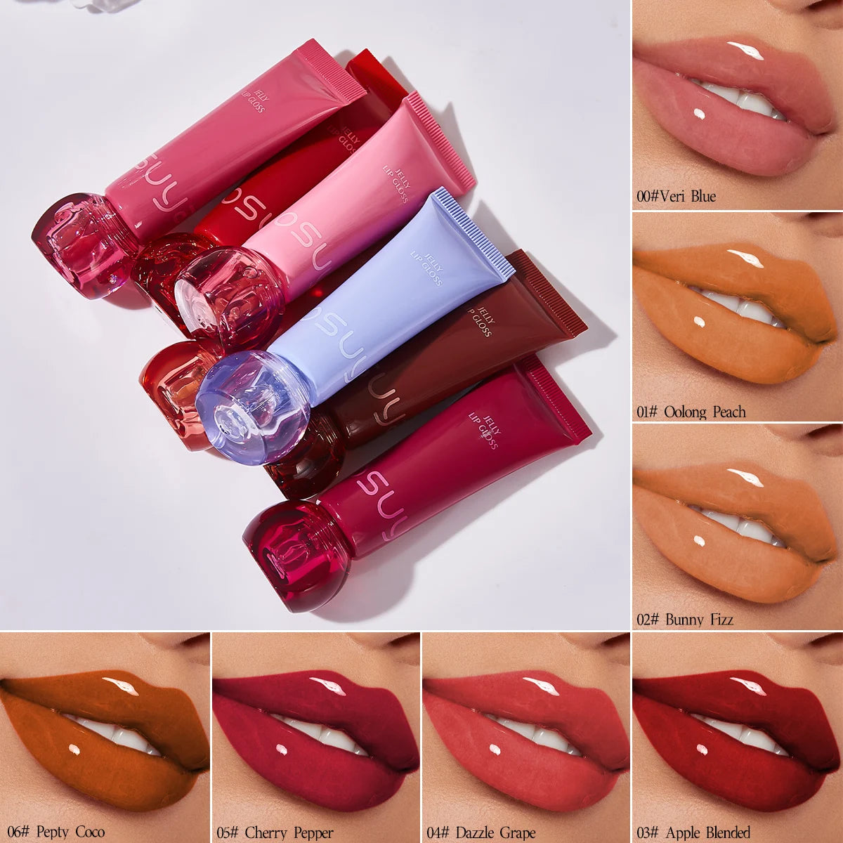 Moisturizing Jelly Lip Gloss Durable Waterproof Sweatproof Non Stick Qme
