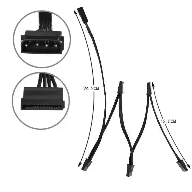 4 Pin Male To SATA 15 Pin Female Power Supply Cable 1 To 5 Cord Hard Drive IDE Molex To 5-Port 15Pin SATA Power Cable 30 Inch Qme SATA mother to SATA