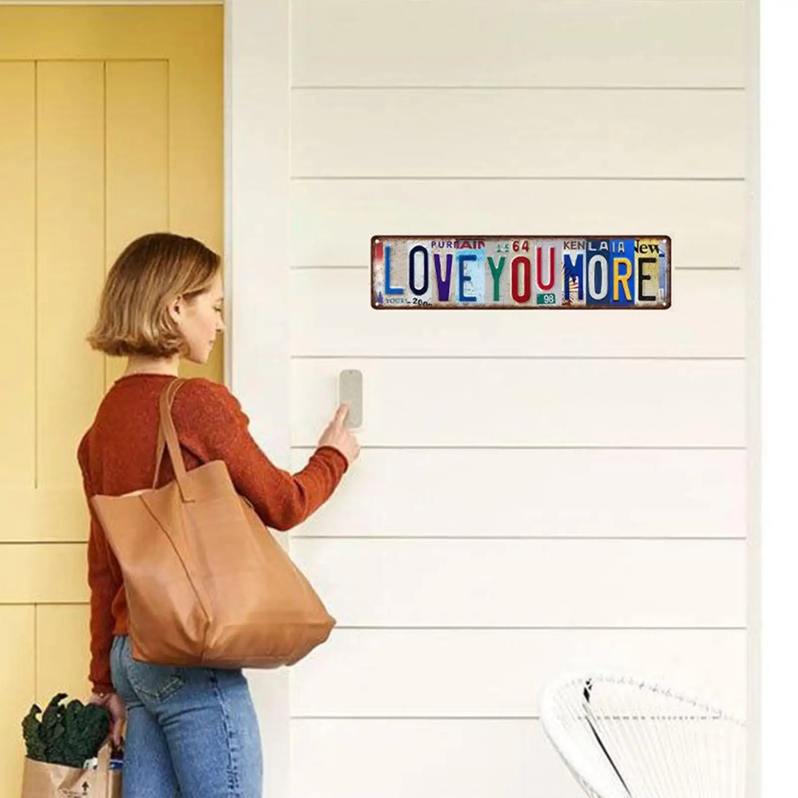 Love You More Sign Metal Romantic Vintage Home Decor Rustic Bar Decor for Offices Living Room Bathroom Gate Apartment Indoor Qme