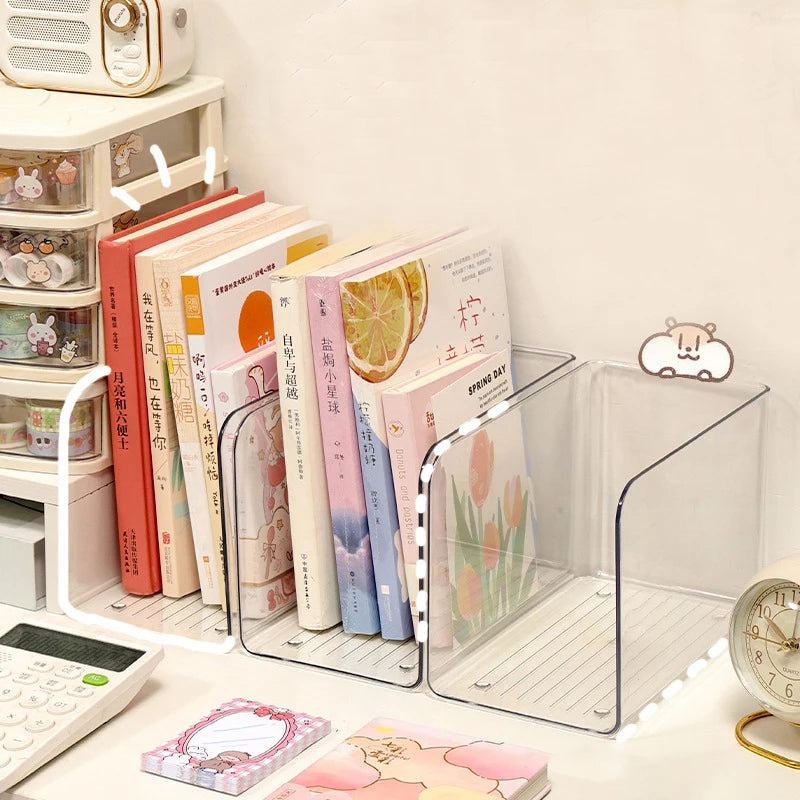 U-shaped Book Folder Desk Storage Rack Home Office Portable Acrylic Qme