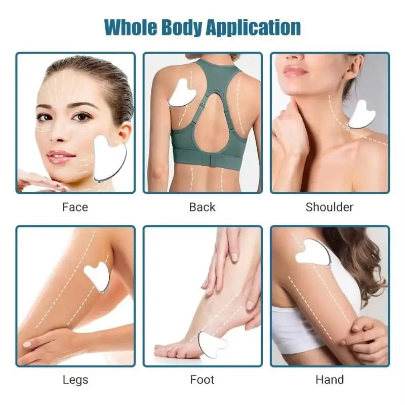 Stainless Steel Gua Sha Scraper Heart Shape Universal Face Massager Qme