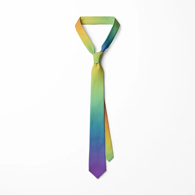 Personality Colorful Rainbow Striped Tie Fashion Business Fun Men's Qme style1 CN