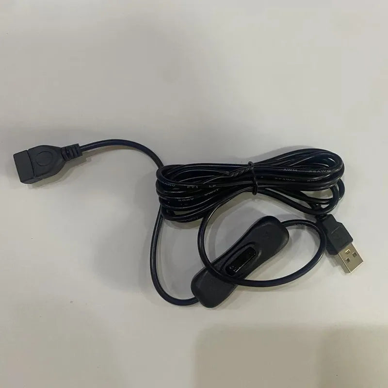 3pcs USB Cable With Switch ON/OFF 2Meters Length USB Extension Cable Toggle for USB Lamp Fan Power Supply Qme Black 3 Pieces