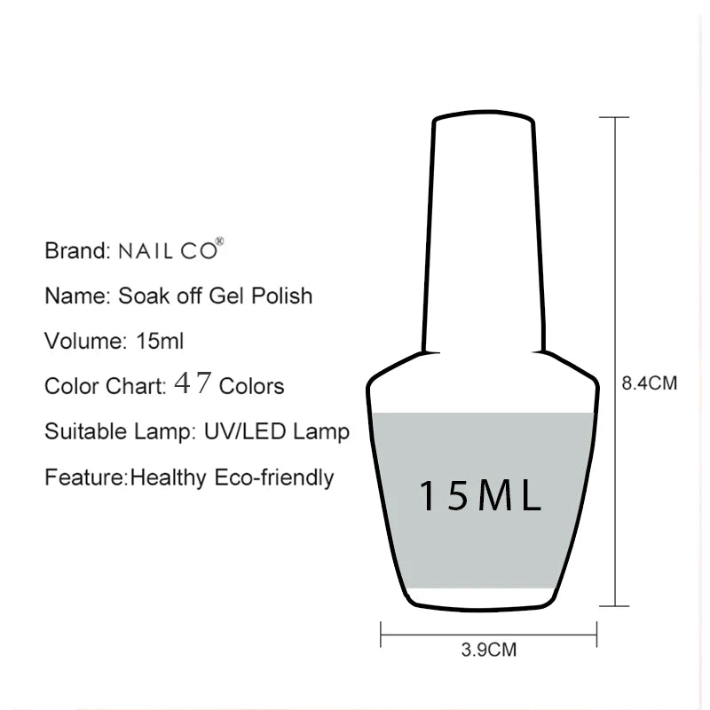 NAILCO 85 Colors Nail Gel UV LED Lacquer Manicure Varnish Hybrid Semi Qme